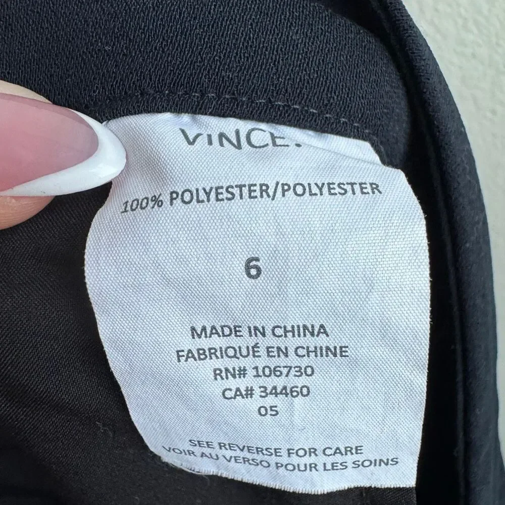 Vince Crepe Pull On Elegant Career Office Trouser Size 6 Small Black Minimalist